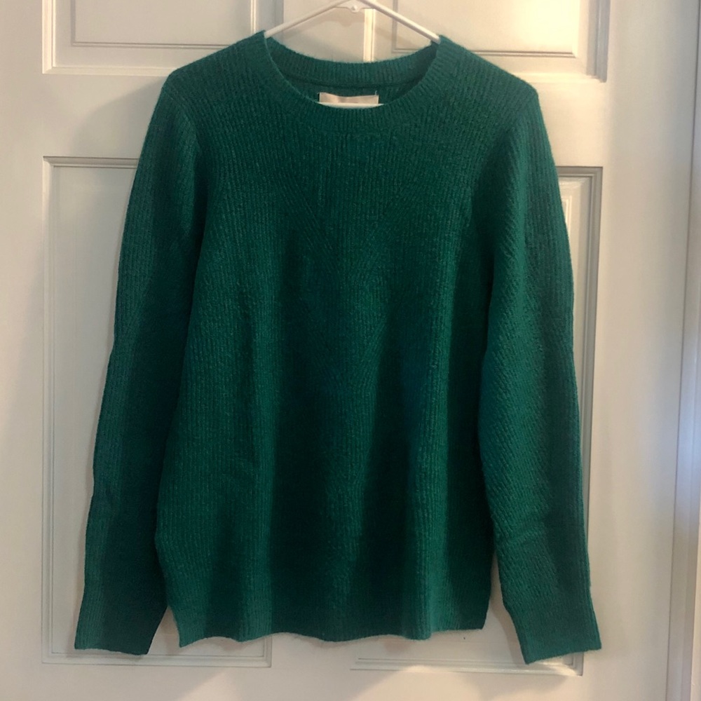 LOFT soft green crew neck sweater large - Picture 2 of 4